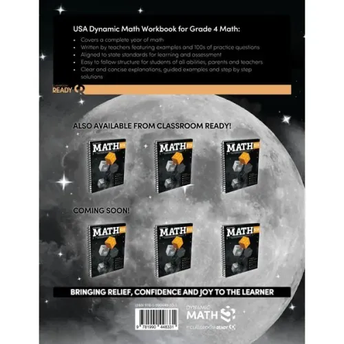 The Dynamic Math Workbook & Study Guide Covers the Complete Grade 4 Math Curriculum, US Standards Edition! Written by teachers, and featuring 100’s of examples and practice questions!