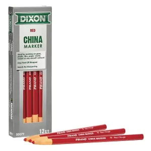 Dixon Industrial Phano Peel-Off China Marker Pencils, Red, 12-Pack (00079)