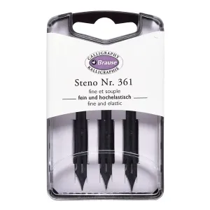 Brause 300361B - Pack of 3 Sténo metal nibs