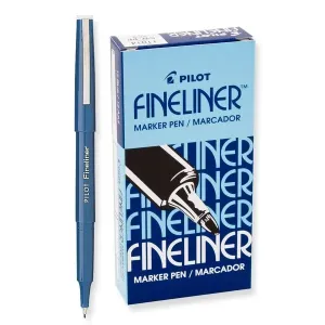 PILOT Fineliner Marker Pens, Fine Point, Blue Ink, 12-Pack (11014)