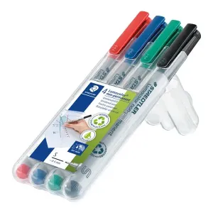 STAEDTLER 311 WP4 Lumocolor non-permanent pen, assorted colors, 4 Count (Pack of 1),black