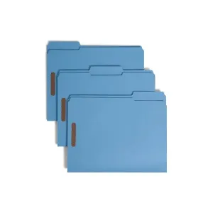 Smead Fastener File Folders, 50 Count, Blue, Reinforced 1/3-Cut Tabs, 2 Fasteners, Letter Size (12040)